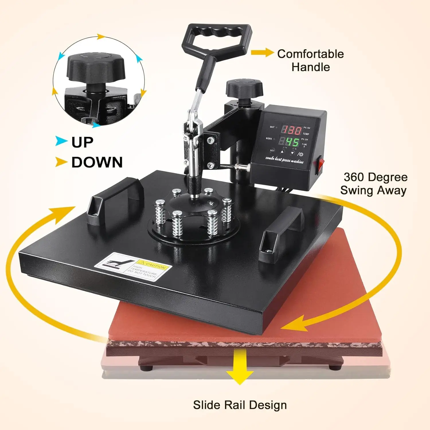 Imagem -04 - Seeutek-multifuncional Heat Press Machine T-shirt Press Machine Swing Away Transferência de Calor Digital 15x5 Polegada em 1