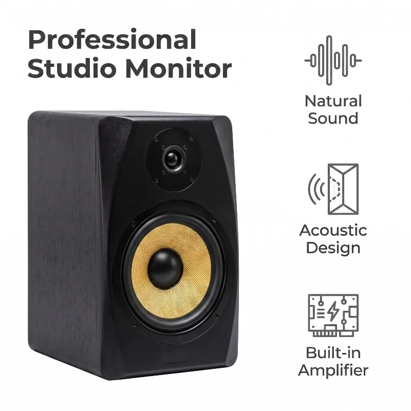 70W 8 Inch Neodymium Active Studio Speakers Pair Custom Professional Audio Device