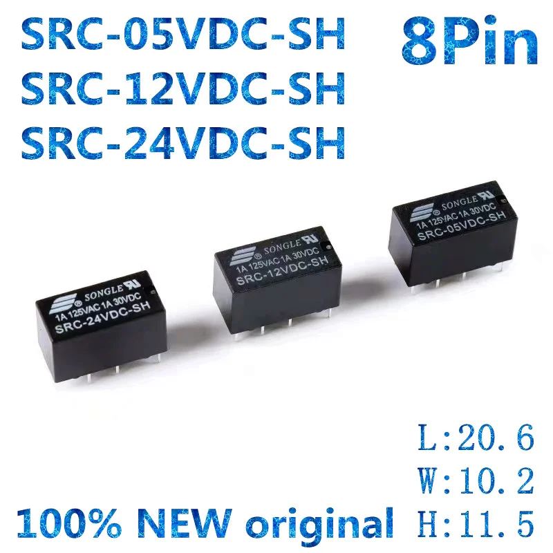 

10Pcs, Relay SRC-05VDC-SH SRC-12VDC-SH SRC-24VDC-SH DC5V 12V 24VDC 1A 125VAC 8Pin, 100% New