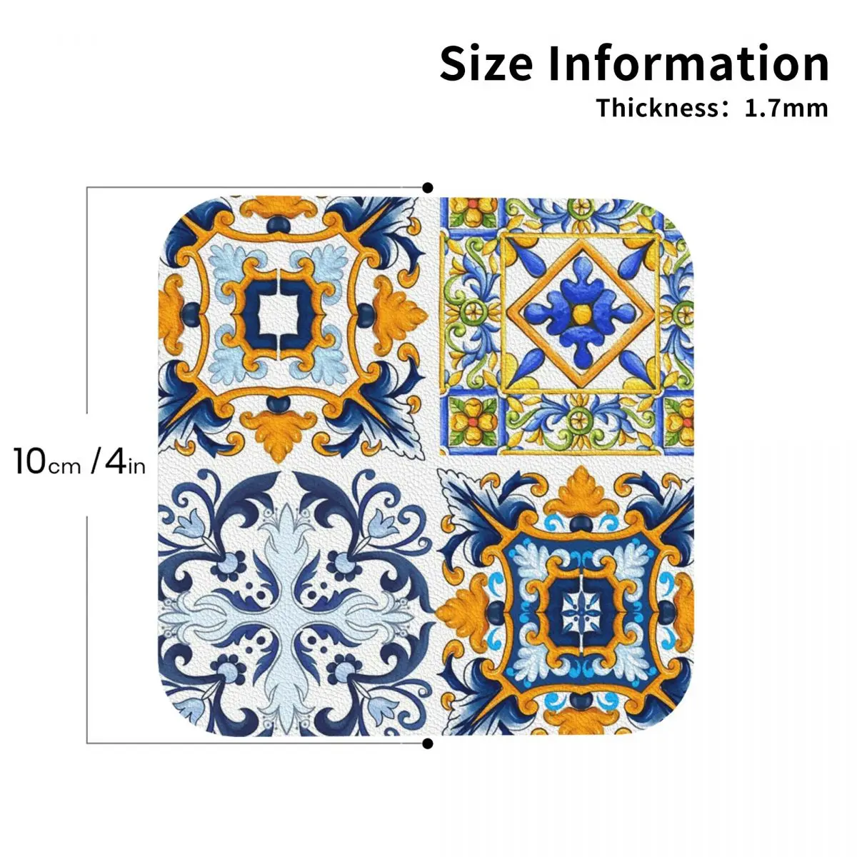 Copy Of Sicilian Tiles,mediterranean,mosaic,ornamental Coasters Kitchen  Insulation Cup Coffee Mats  Tableware Pads Set of 4