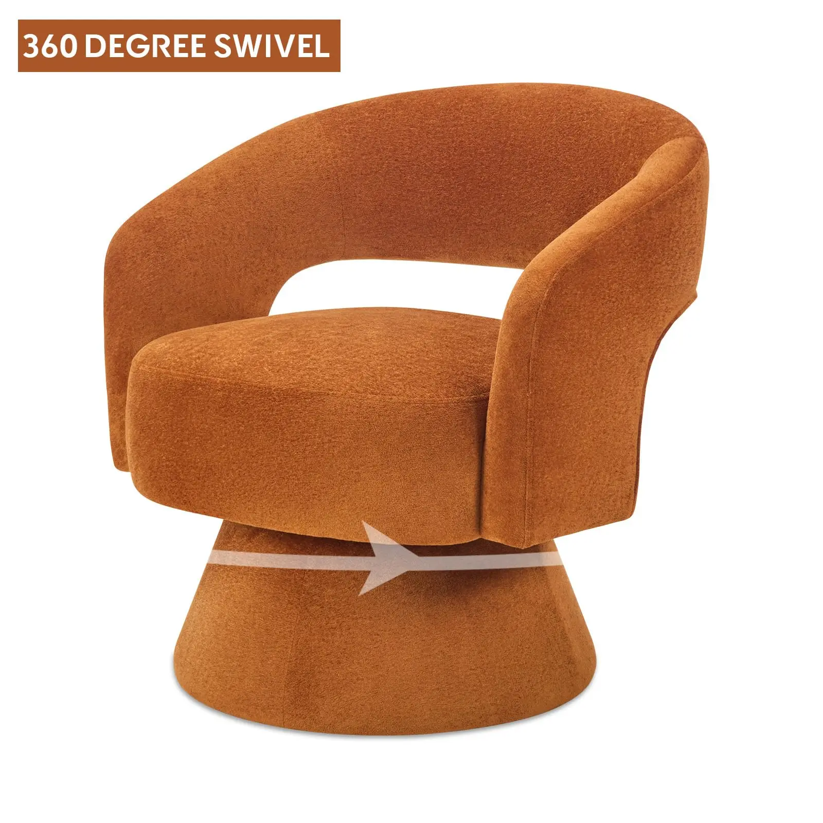 Swivel Barrel Chair, Velvet Accent Armchair 360 Degree Swivel Club Chair for Living Room Bedroom Reception Room, 1 - view 4