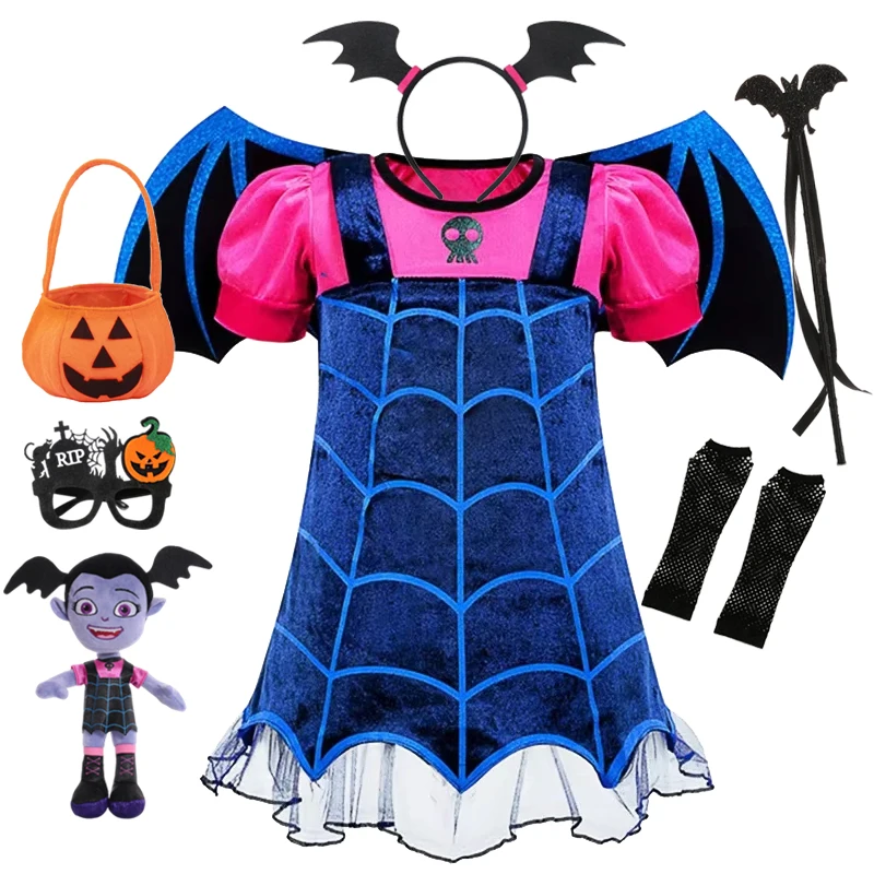 

Vampire Dress With Wings Little Girls Vampirna Role Playing Costume Toddler Halloween Cosplay Disguise Cute Purim Kids Clothes