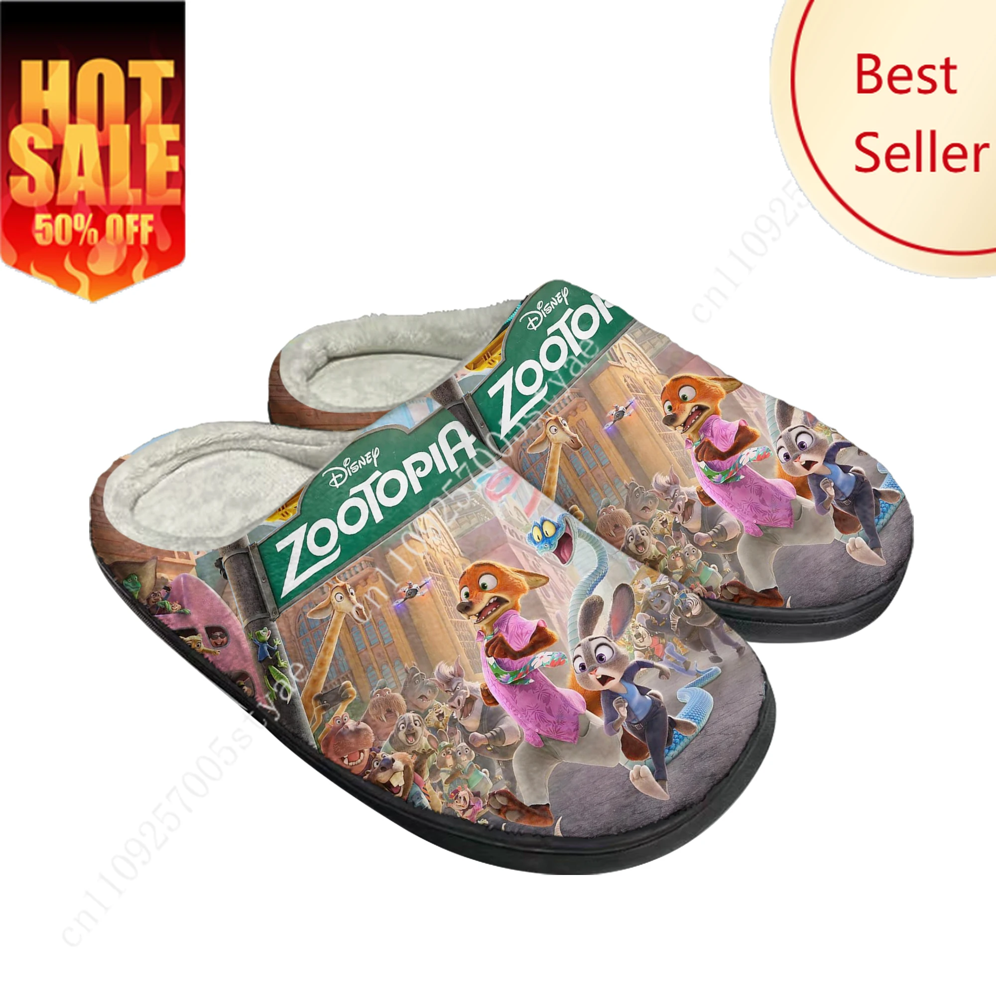 

Zootopia 2 Cotton Slippers Disney Cartoon Decorate Plush Indoor Shoes Design Your Photo Party Holiday Gifts Custom Shoe
