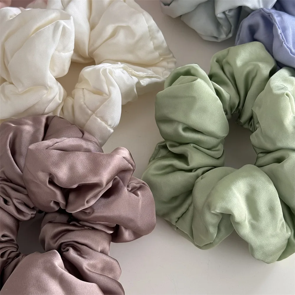 Simple Creamy Matte Satin Pillow Sponge Elastic Hair Cord Simple Elastic Scrunchie High Ponytail Hair Rope Hair Accessories