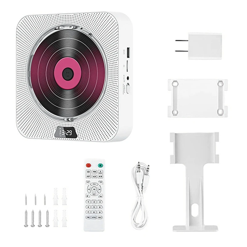 

Portable CD Player Bluetooth CD Speaker Digital Display Stereo Speaker Wall Mounted Music Player Easy To Use For Student US Plug