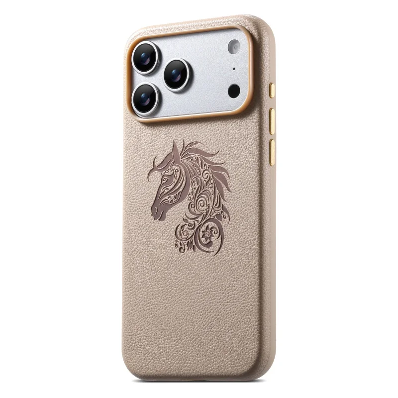 

Applicableiphone17ProMaxNew Year's Edition Business Slim Phone Case for Apple16/15ProFive-Colored Horse Year Leather Protective