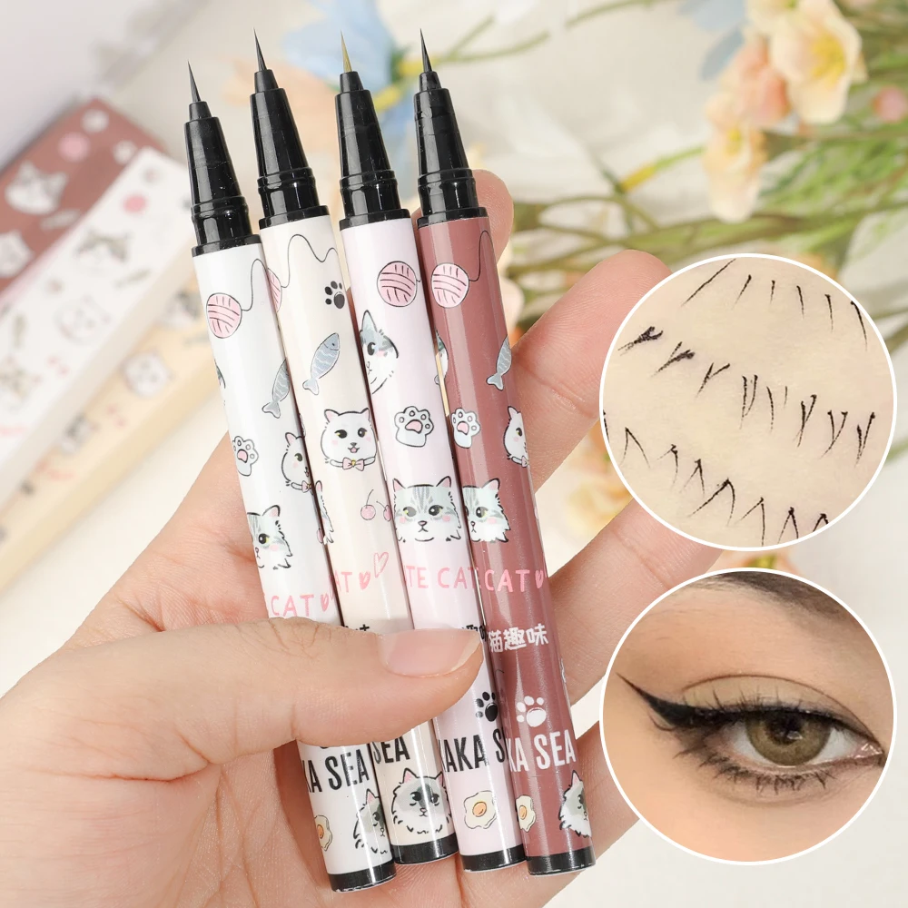 Waterproof Ultra-thin Liquid Eyeliner Korean Makeup for Women Quick Dry Smooth Eye Liner Long Last Lower Eyelash Pen Cosmetics