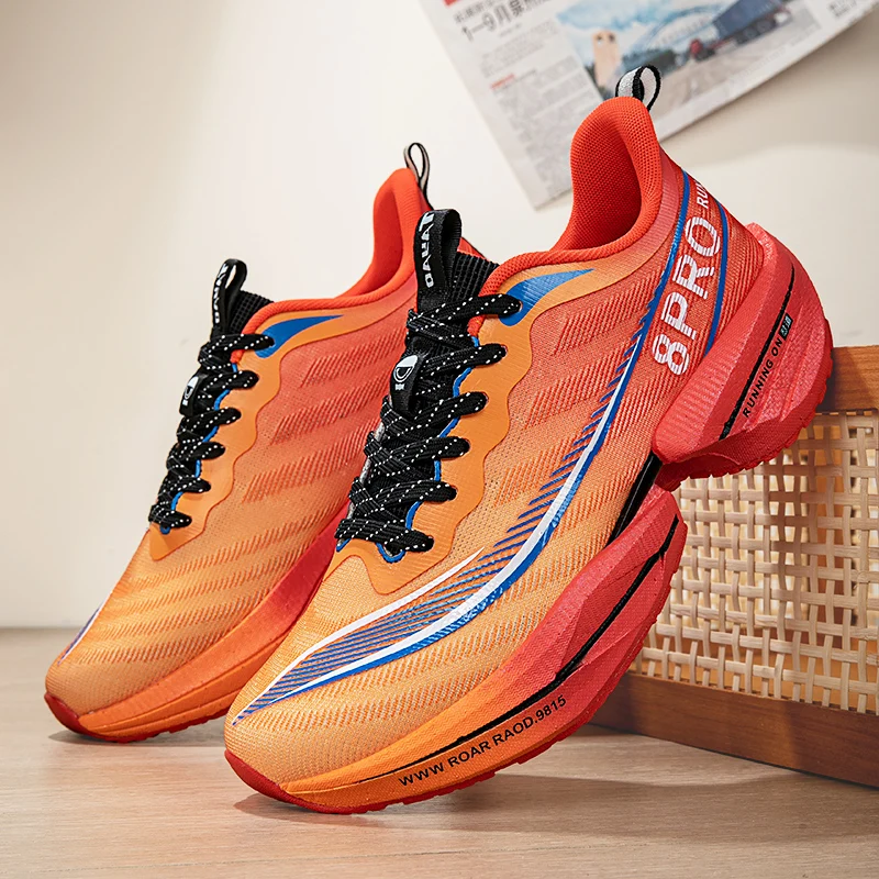  Men Carbon Plate Running Shoes Light Breathable Shock Absorb Non Slip Unisex Marathon Jogging Racing Training Athletic Sneaker