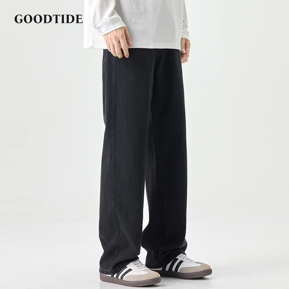 

2025 Autumn New Korean Style Men's Washed Straight Jeans Fashion High Street Commuting Urban Youth Casual Pants Size 28-40