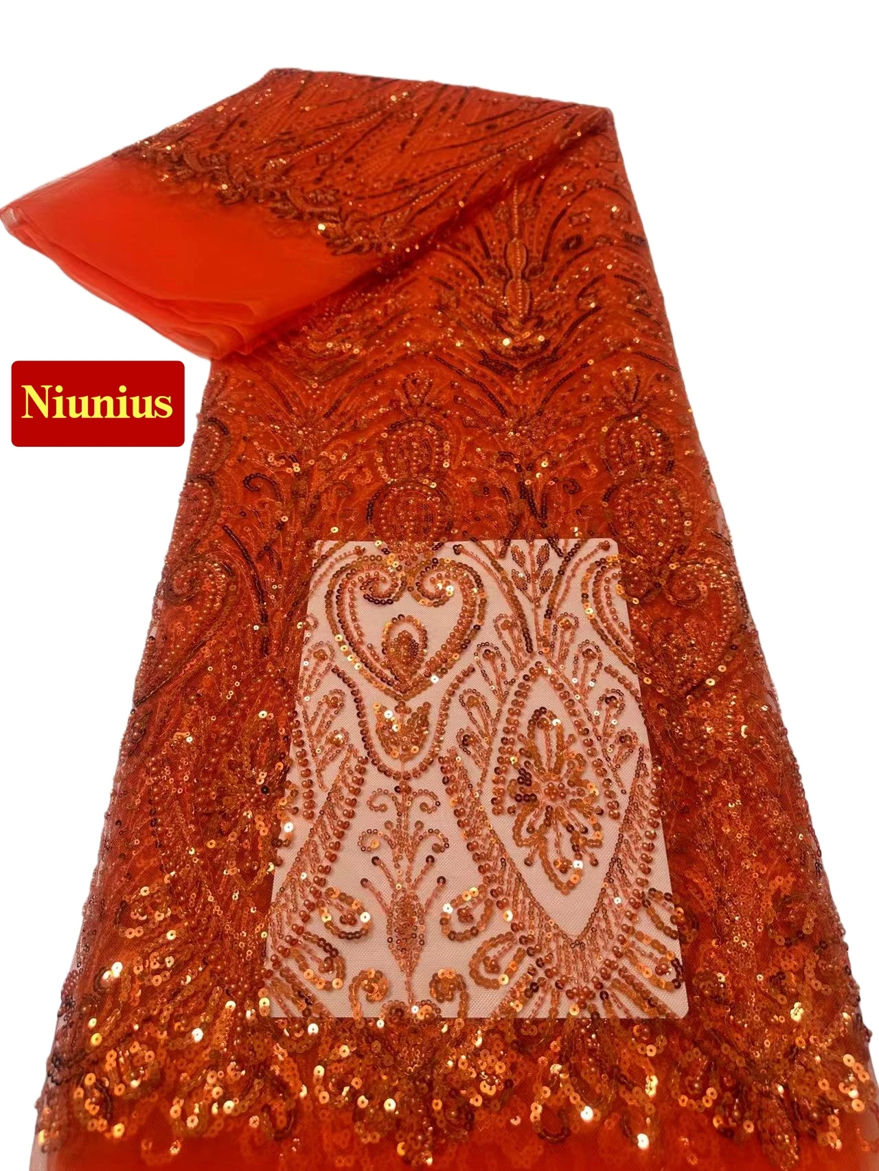 

2026 Элегантное мягкое тюлевое кружево с блестками и камнями — элегантная ткань премиум-класса для свадебных и вечерних платьев NN1988_R