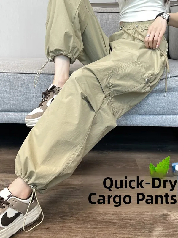 Summer 2026 Quick Dry Wide Leg Workwear Pants High Waist Slimming Versatile Casual Sports Women's Trousers Fast Drying