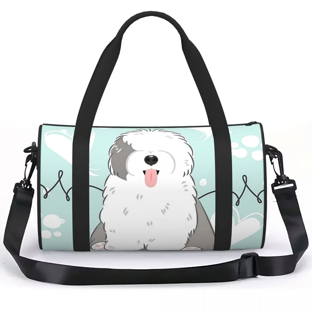 LOVE Old English Sheepdog - Gray And White 2 Luggage Bag Multi-Functional Duffle Tote Bag Handbags Gym Bags Fitness