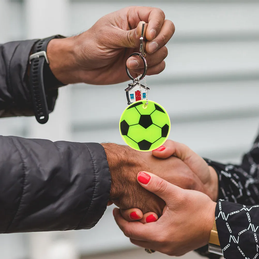 12Pcs Soccer Theme Reflective Keychain PVC Pendant for Night Safety Backpack School Bag Cycling Party Birthday Goodie