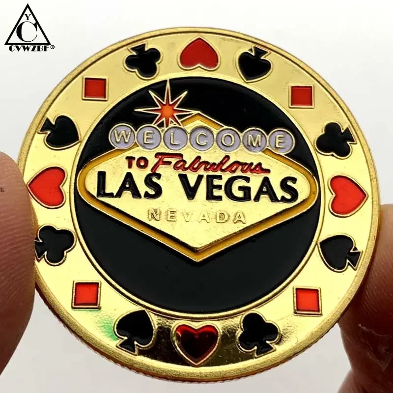 3 Style Good Luck Coin Chips Welcome To Nevada Las Vegas Casino Metal Poker Card Guard Protector Challenge Coin Chips Token Coin