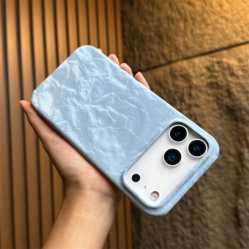 حافظة جلدية مغناطيسية من قماش الدنيم Pu لهاتف آيفون 17 Air 16 Plus 15 14 13 Pro Max 17p غطاء رفيع نصف إطار لاسلكي لـ Magsafe