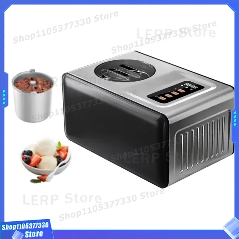 1.6 Quart Automatic Ice Cream Maker with LCD Display No Pre Freeze Required Low Temp Function Removable Bowl for Homemade