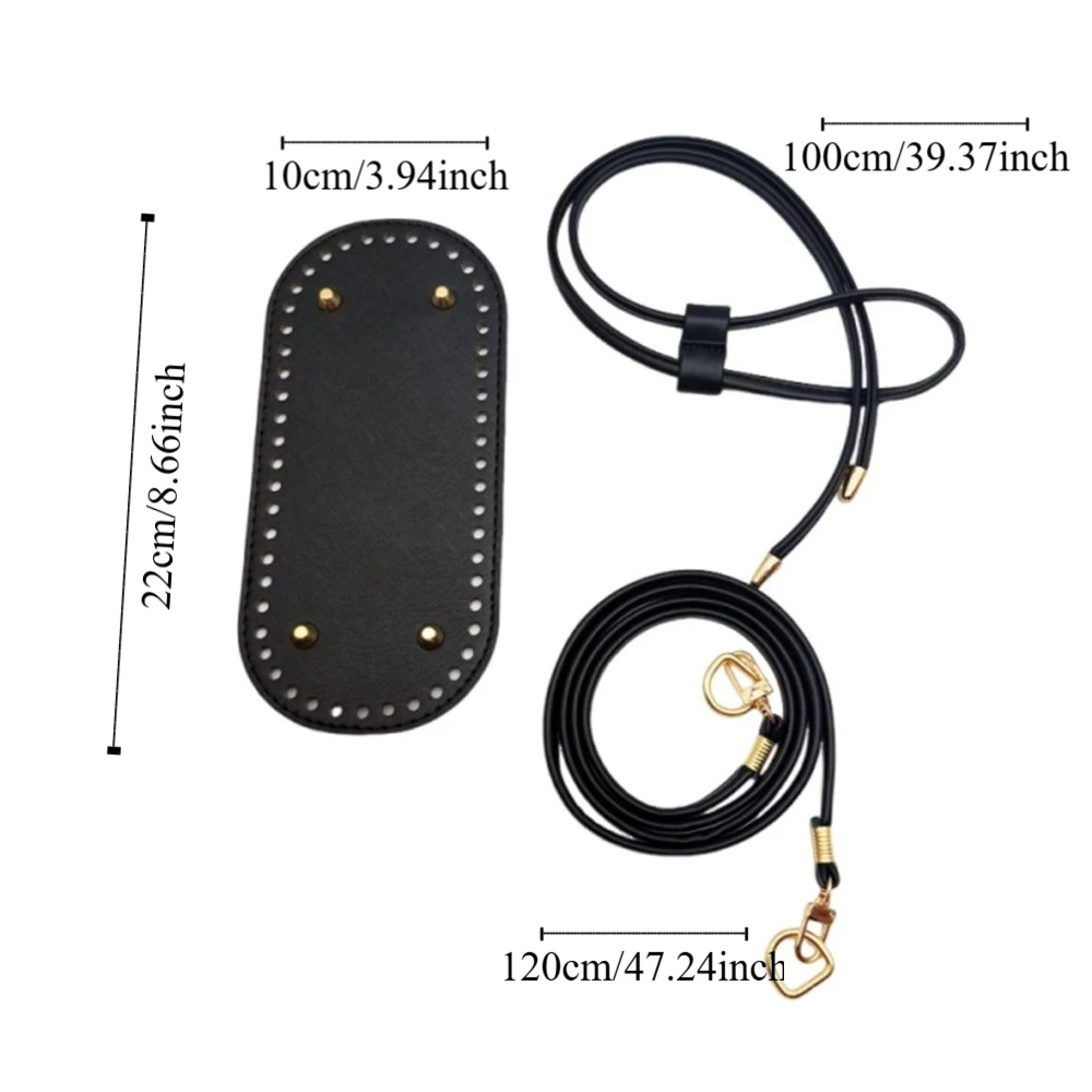 3PCS/SET New PU Leather Long Bag Bottom DIY Crochet Bag Bag Accessories Handmade Bottom Drawstring D-buckle Set Bag
