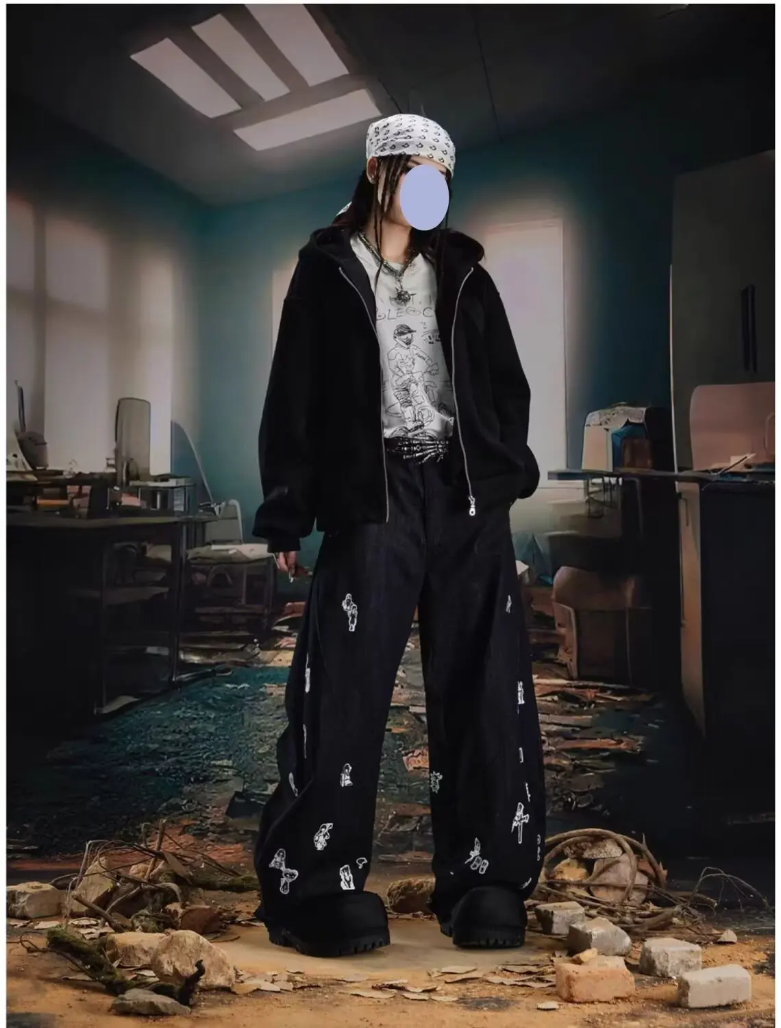 

Popular Japanese American retro vintage washed up hoodies for men and women trendy brands heavy hooded cardigans spring and autu