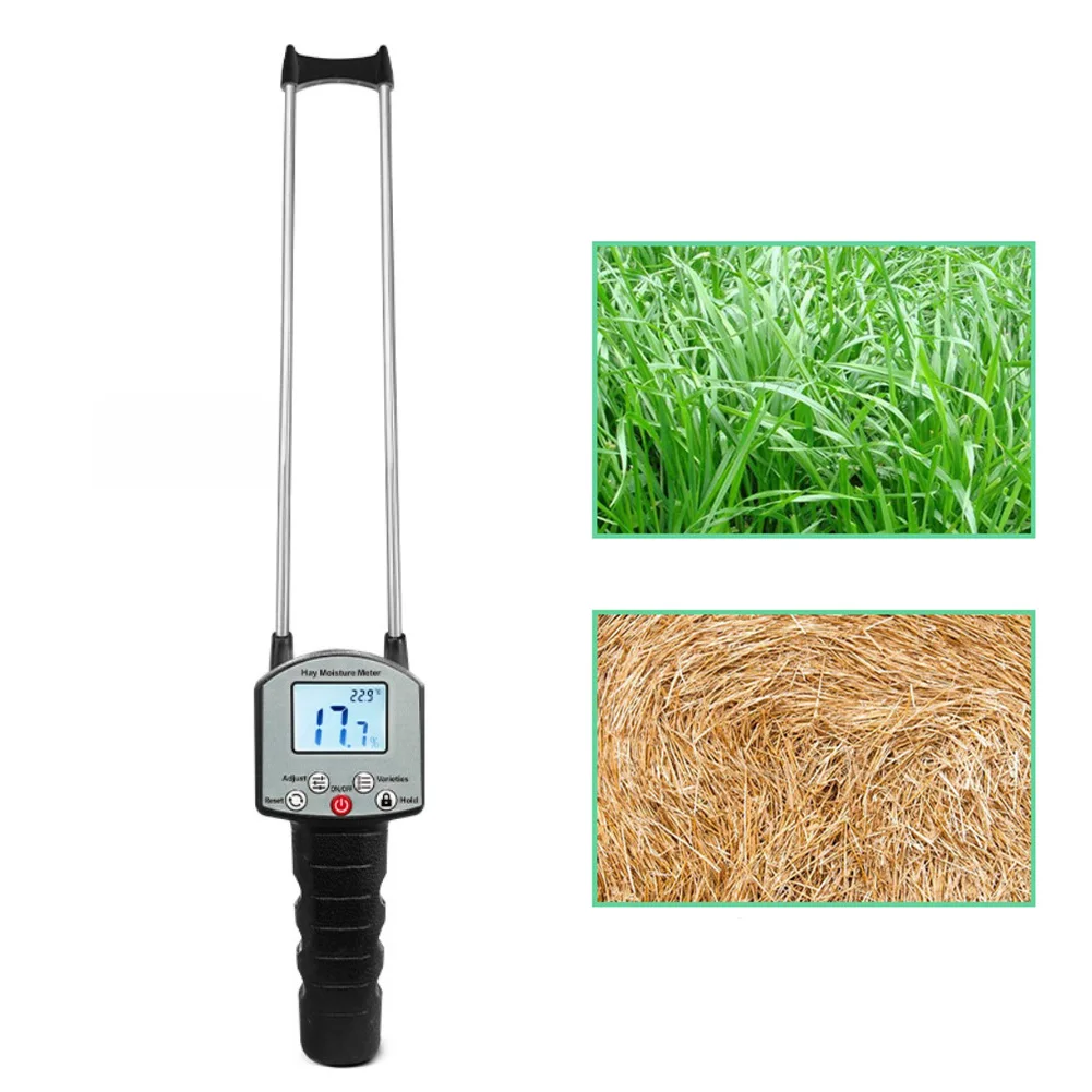 Portable Digital Backlit Hay Moisture Meter 0-80% Range With Automatic Temperature Compensation For Agriculture Bale Drying Dete