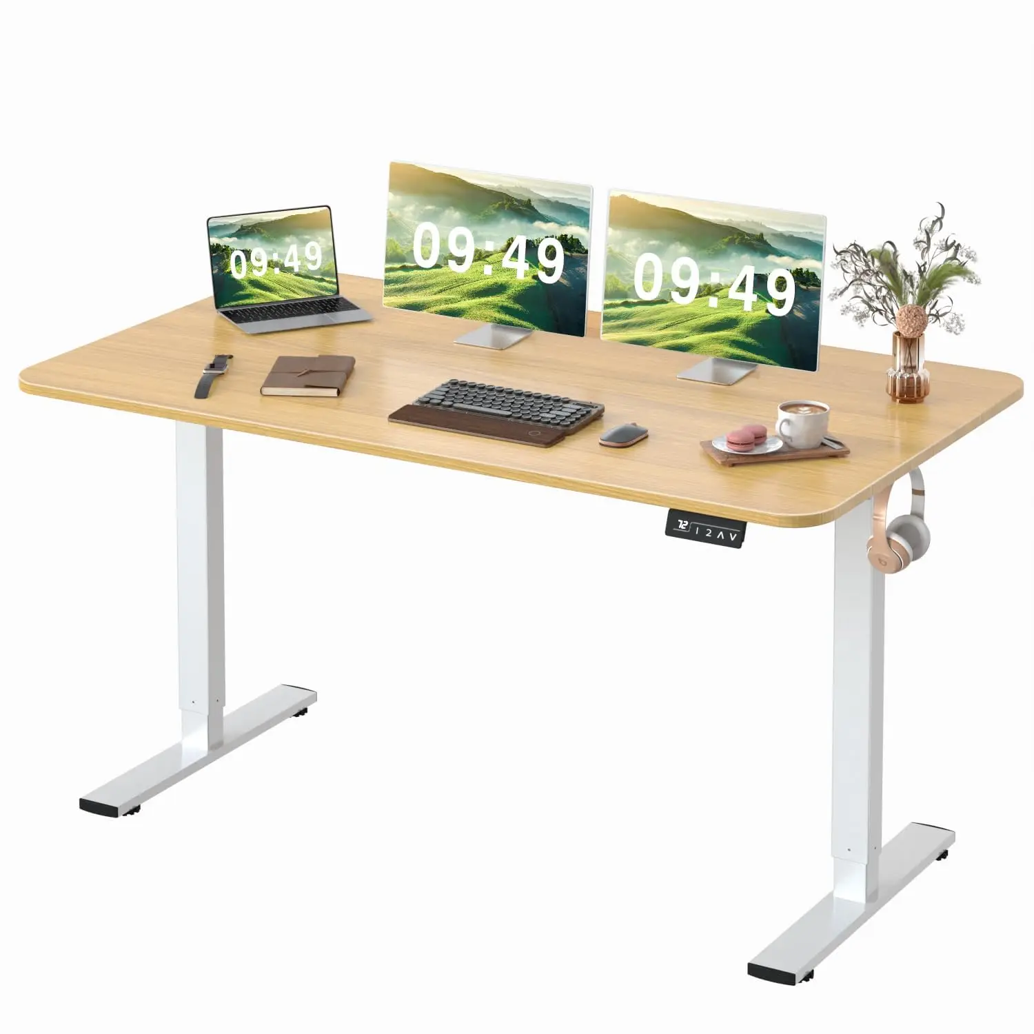 

Electric Height Adjustable Standing Desk Large 55 x 24 Inches Sit Stand up Desk Home Office Computer Desk Memory, Customized