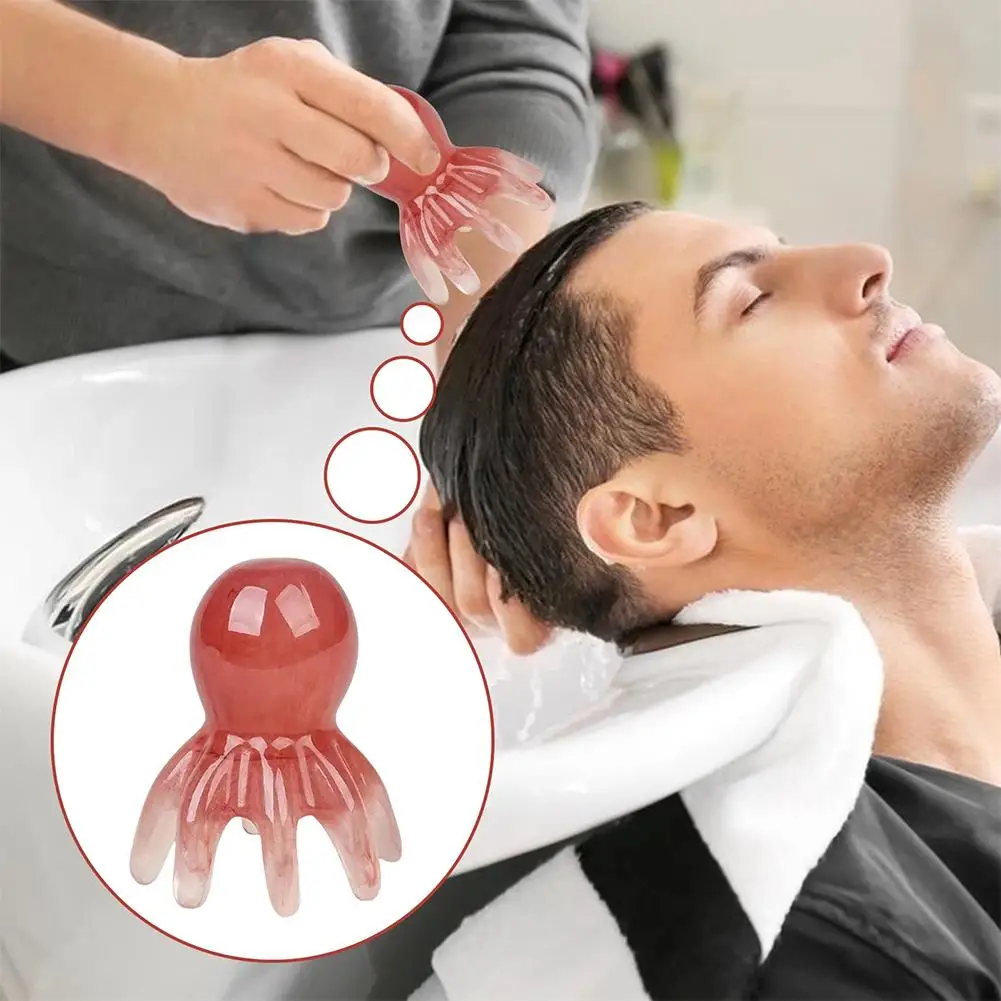 문어 모양 두피 마사지 빗, 경혈 지압 도구, 휴대용 스파 괄사 마사지 빗