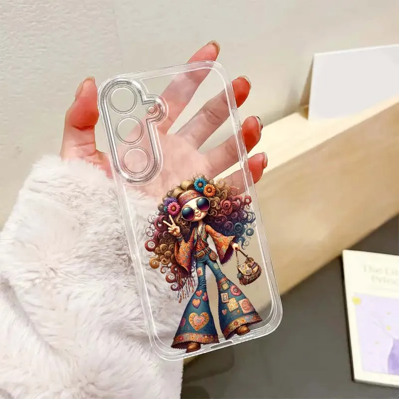 Beautiful cartoon girl Phone Case For Samsung Galaxy S26 S25 S24 S23 S22 S21 S20 S10 Lite FE Edge TPU 5G Transparent