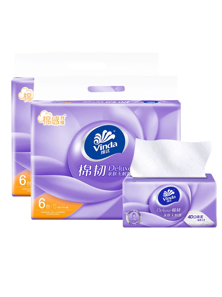 Vinda 3 strati taglia S 00-D tessuto morbido 6+2 tovaglioli per la cena Pa continuo per uso domestico carta velina con motivo floreale pred