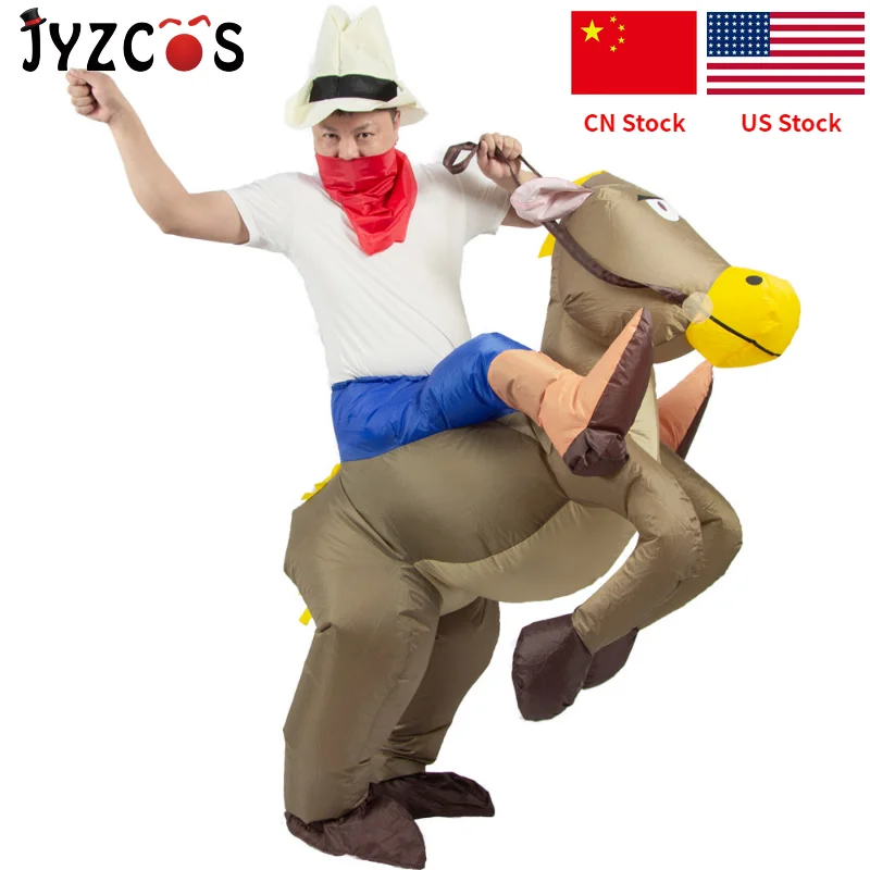 

JYZCOS Inflatable Horse Costumes Cowboy Cosplay Anime Costume Halloween Party Costumes For Women Men Kids Purim Carnival Costume