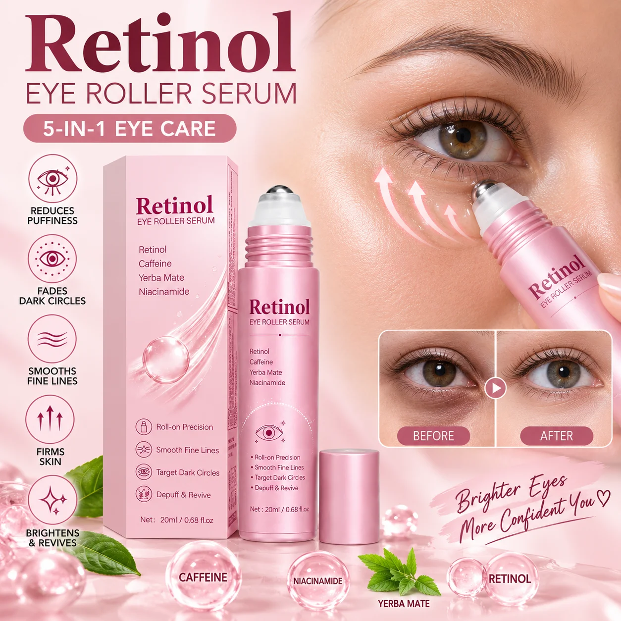 1/2/3 Stück Retinol Augencreme Sofortige Augenringe-Entfernung Massage-Serum Anti-Falten Straffend Anti-Augenringe Anti-Aging Augenpflege