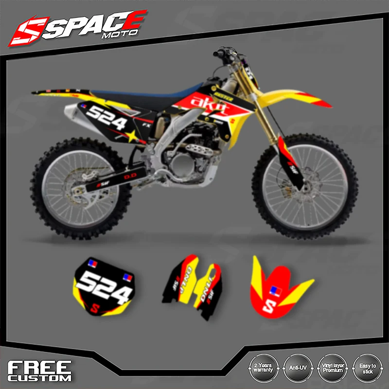 الفضاء مخصص للدراجات النارية الرسومات خلفية مائي لسوزوكي 2007 2008 2009 RMZ250 الشارات ملصقات أطقم 008