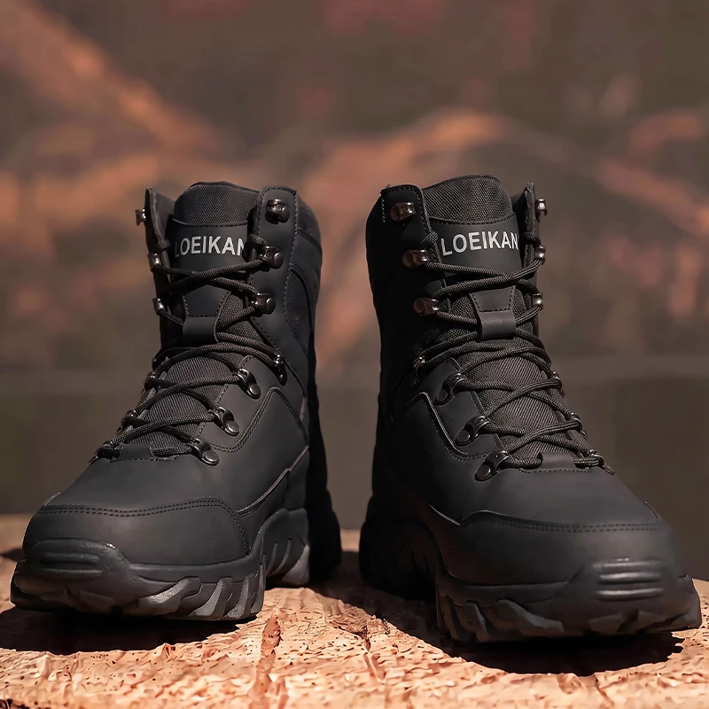 Herren High-Cut Knöchelhohe Freizeitstiefel mit Metallösen, Schnürung, Robustem Obermaterial und Dicker, Rutschfester Sohle für den täglichen Gebrauch und Stadtspaziergänge. – Detail 7