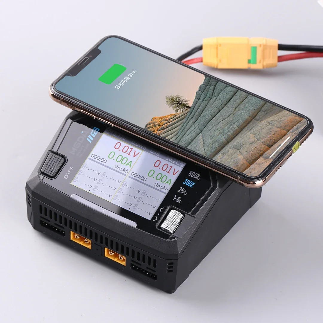 AC 200W DC 800W 16A Dual Channel Smart Lipo Battery Charger Discharger for 1-6S LiHV LiPo PD65W FPV Drone