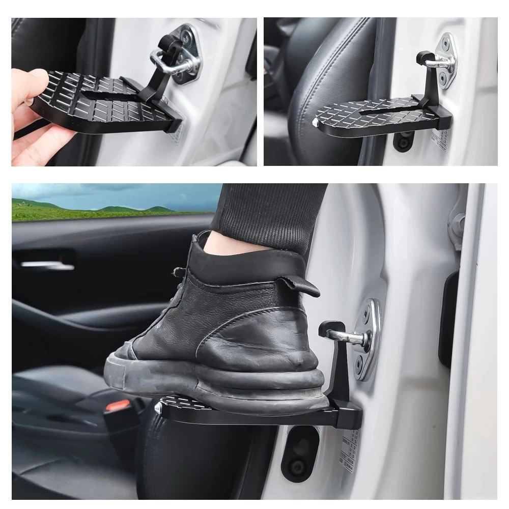 Universal Foldable Car Roof Rack Step Car Door Step Multifunction Latch Hook Auxiliary Foot Pedal Aluminium Alloy Safety Hammer