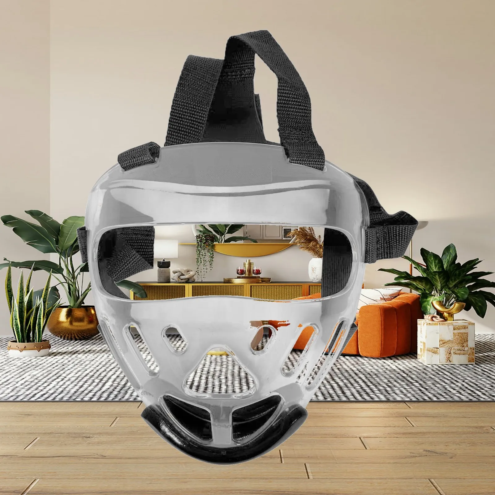 Taekwondo Mask Face Shield PU Material Head Protector Transparent Safety Cover for Martial Arts Kids