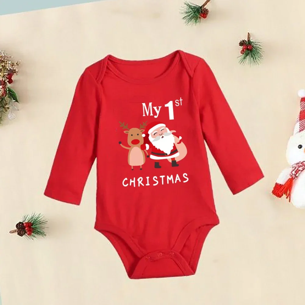 My 1st Christmas Baby Bodysuit Baby\'s First Christmas Jumpsuit Clothes for Newborn Boys or Girl Toddler Xmas Shirts 100% Cotton