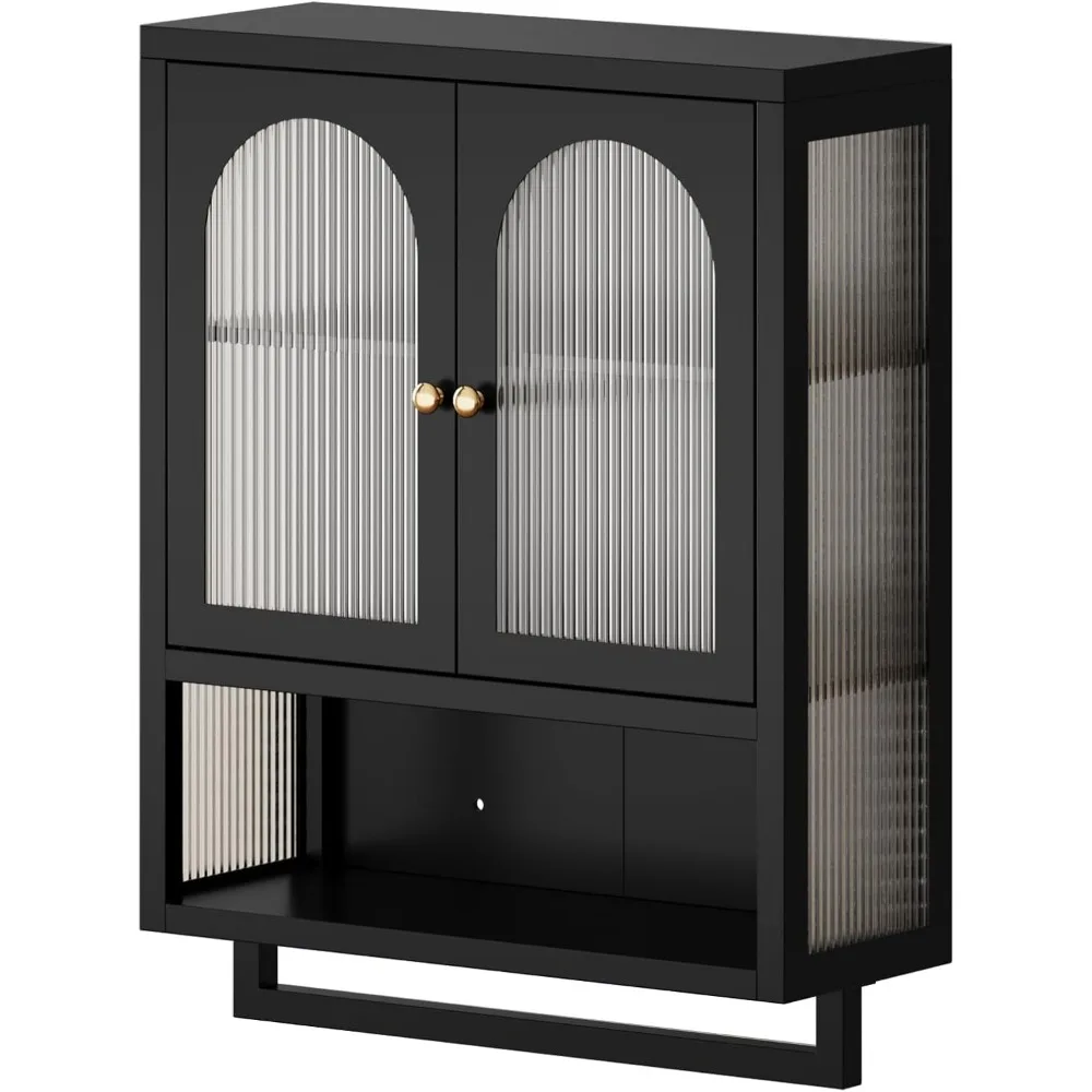 

Bathroom Cabinet Wall Mount,Metal Medicine Cabinet Wall Mounted with Glass Doors,Bathroom Wall Storage with Adjustable She