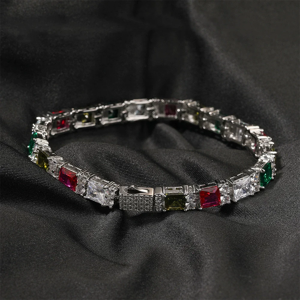 

Новинка: Браслет в стиле хип-хоп, легкий люкс, с цветными цирконами, универсальное украшение, унисекс-аксессуар