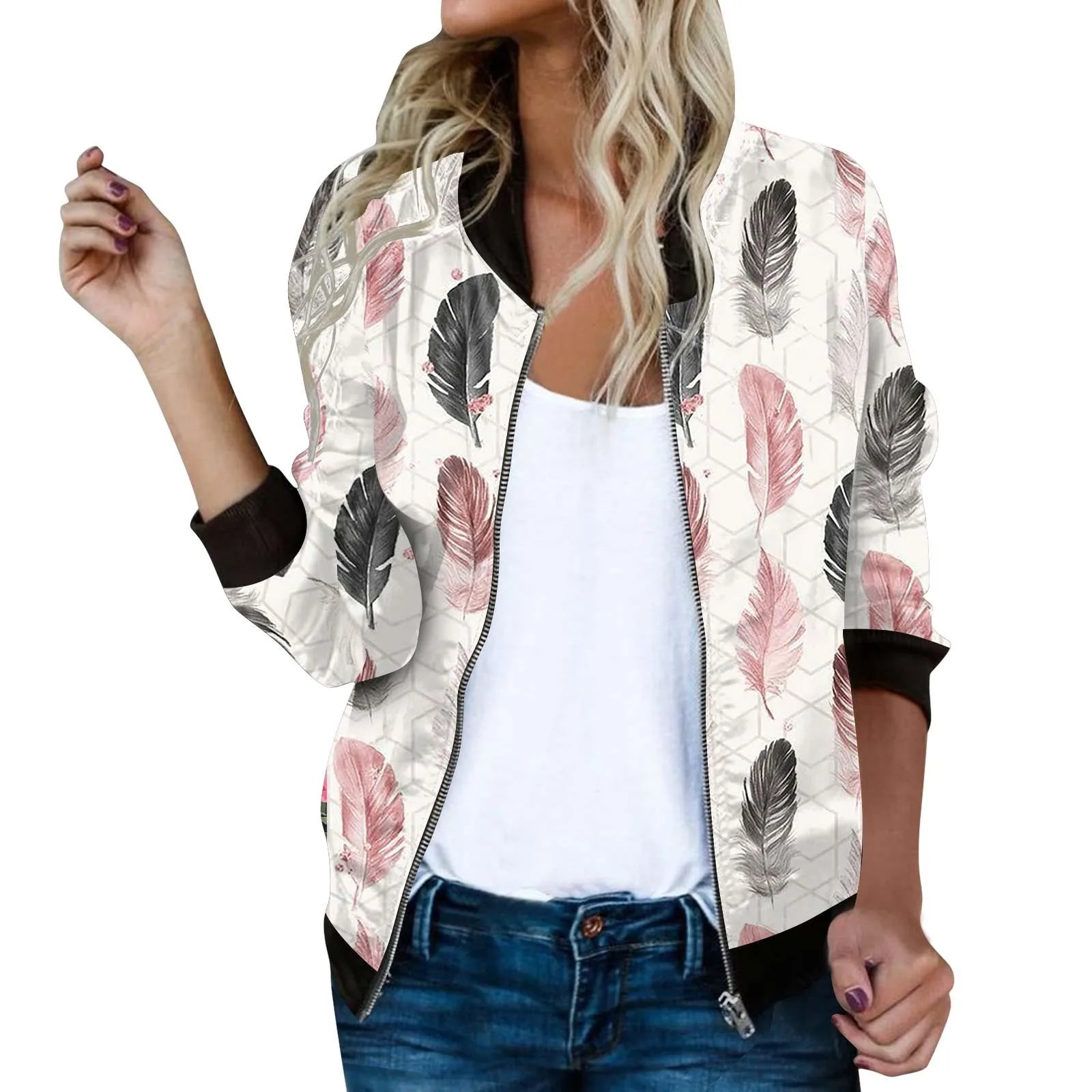 Floral Print Bomber Jacket 2023 Jacket For Women Long Sleeve Zipper Female Jackets Coat Chaquetas Para Mujeres