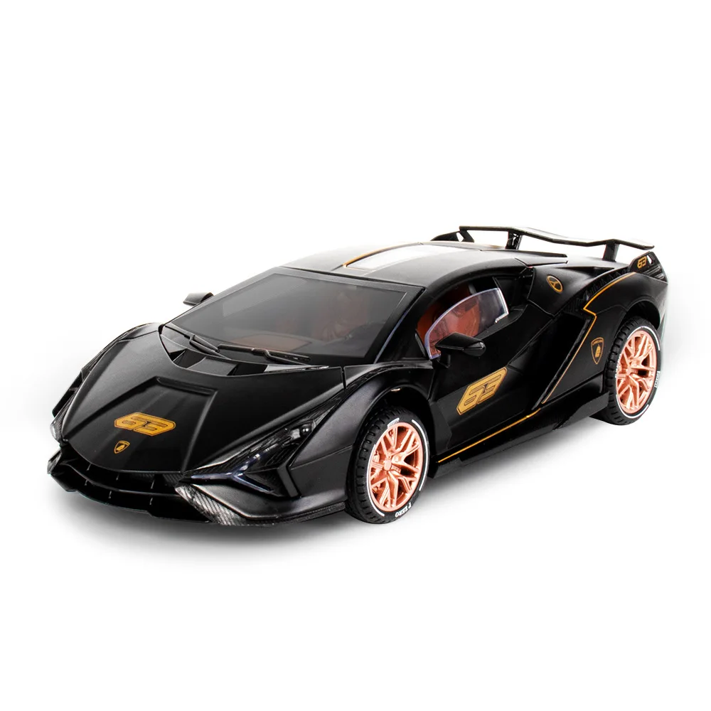 1:24 Lamborghini Sian FKP37 pressofusi per auto in lega e veicoli giocattolo modello di auto suono e luce tirare indietro giocattoli per auto regali