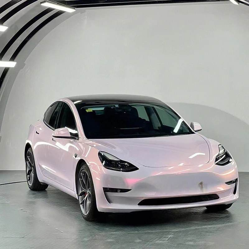 Car color change film Soft Light Princess Smile car paint filmPETMatte Dynamic Pink Car Wrap
