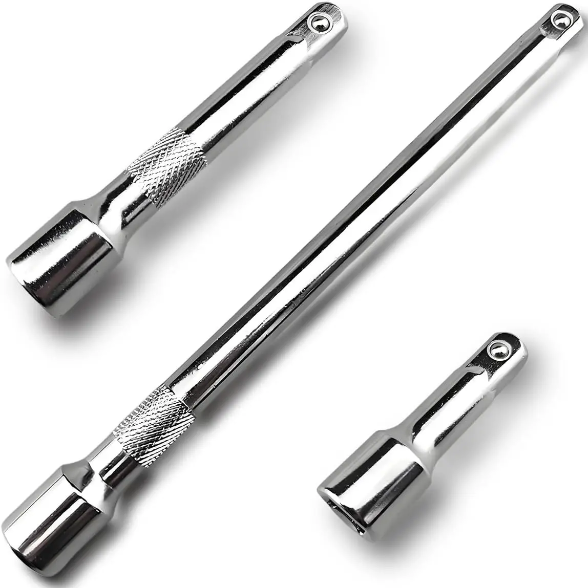 

3 Pcs 1/2' Socket Extension Set, 3', 5', 10' Ratchet Extensions, Chrome Vanadium Steel, Silver