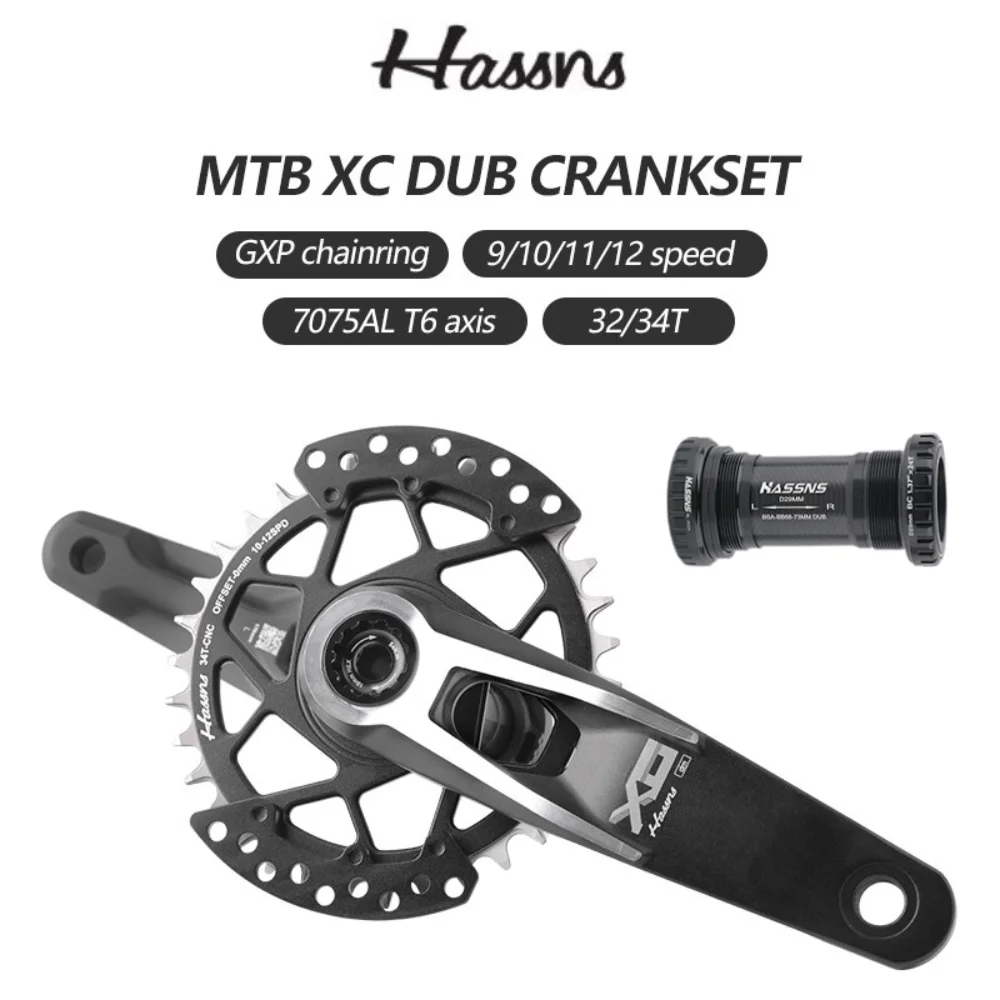 HASSNS Mountain Bike Chainring Crown 32 34 Teeth With Bicycle Sprocket Rotor Crankset 0/3 Degree Cycling Single Chainring