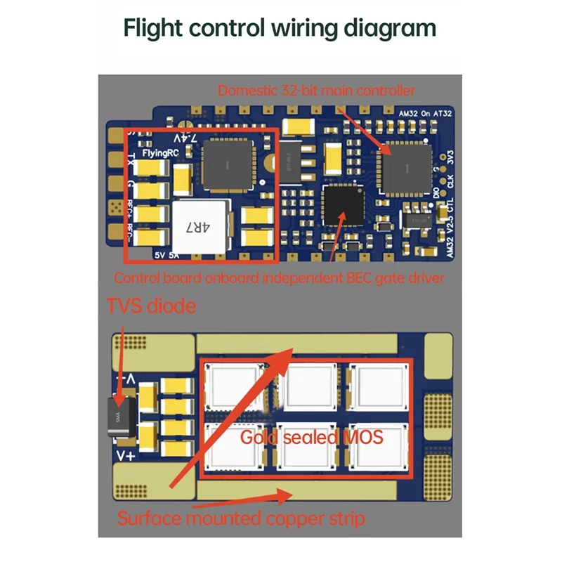 A76G-AM32 ESC V2.5 75A بدون فرش ESC على متن BEC جسم واحد مختومة بالذهب نموذج سيارة BEC لطائرة RC بدون طيار RC الزاحف