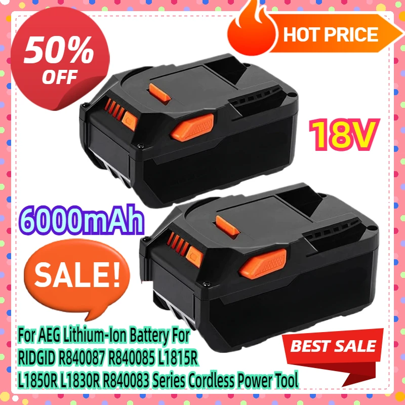 For AEG 18V Battery 4.0AH Lithium-Ion Battery For RIDGID R840087 R840085 L1815R L1850R L1830R R840083 Series Cordless Power Tool