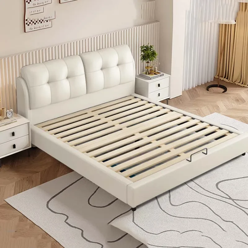 Compact White Double Bed Designer Cheap Loft Storage Home Double Bed Full Size Sleeping Luxury Muebles Entrance Hall Furniture