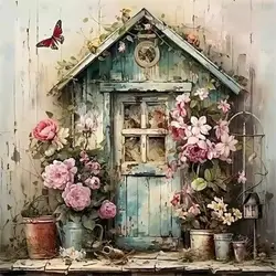 CHENISTORY Full Drill Diamond Painting House Landscape Cross Stitch Sets Full Drill Mosaic Embroidery Hobby Creative Home Decor