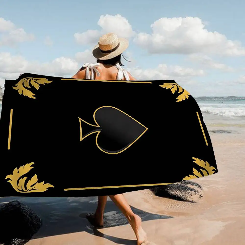 Ace of Spade Microfiber Printed Beach Towel Mountain Climbing Yoga Beach Swimming Running Absorbent Soft Towel