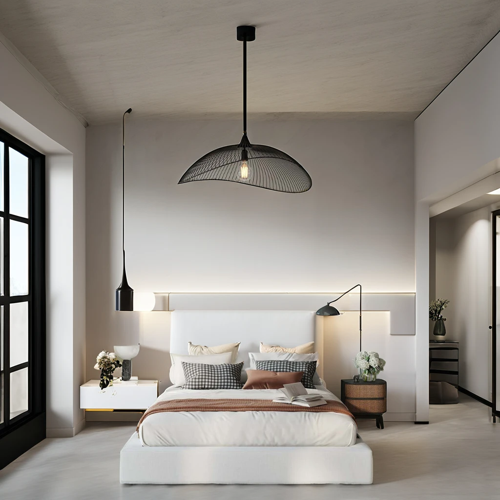 

Modern Style Queen-sized Low Profile Platform Bed Black and White Upholstered Bedroom Soft Bedspromote sales