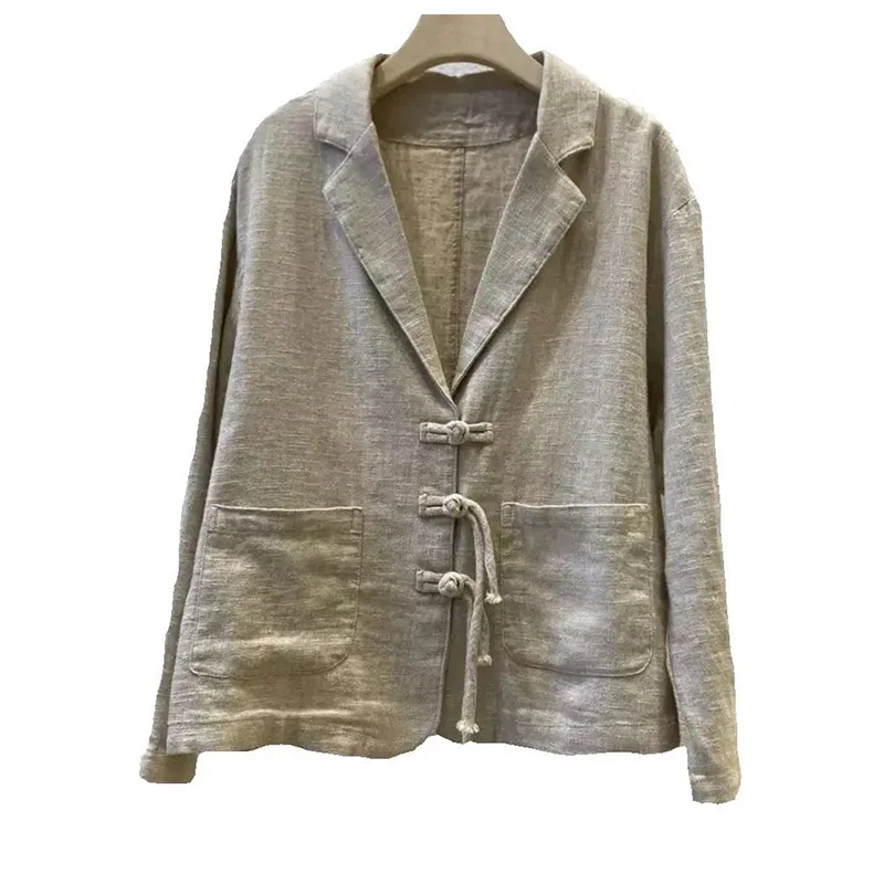 Casual Blazer Coat Literary Retro Classic Blazer Solid Elegant Loose Fit Korean Single Row Button Versatile Top Spring 2023 New