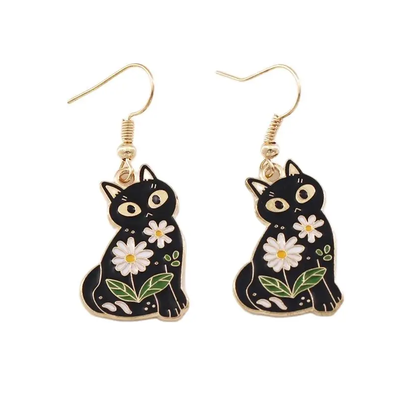 Black Dog Cat Paw Drop Earring Footprint Dangle Earings for Women Vintage Fashion Enamel Animal Pendientes Pet Lover Gift New